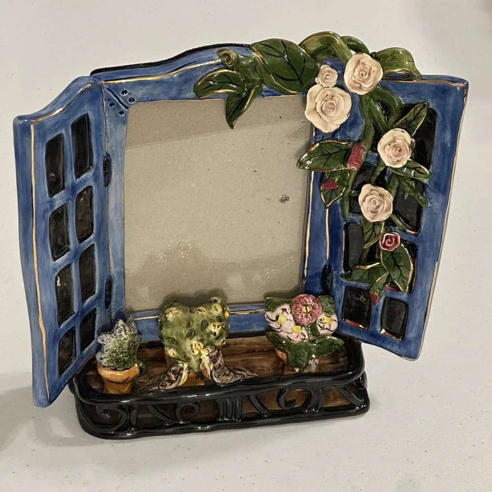 VTG Blue Sky Clayworks Heather Goldminc Balcony Window Photo Frame Musical Works